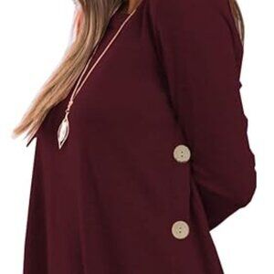 iGENJUN Women's Long Sleeve Scoop Neck Button Side Sweater Tunic